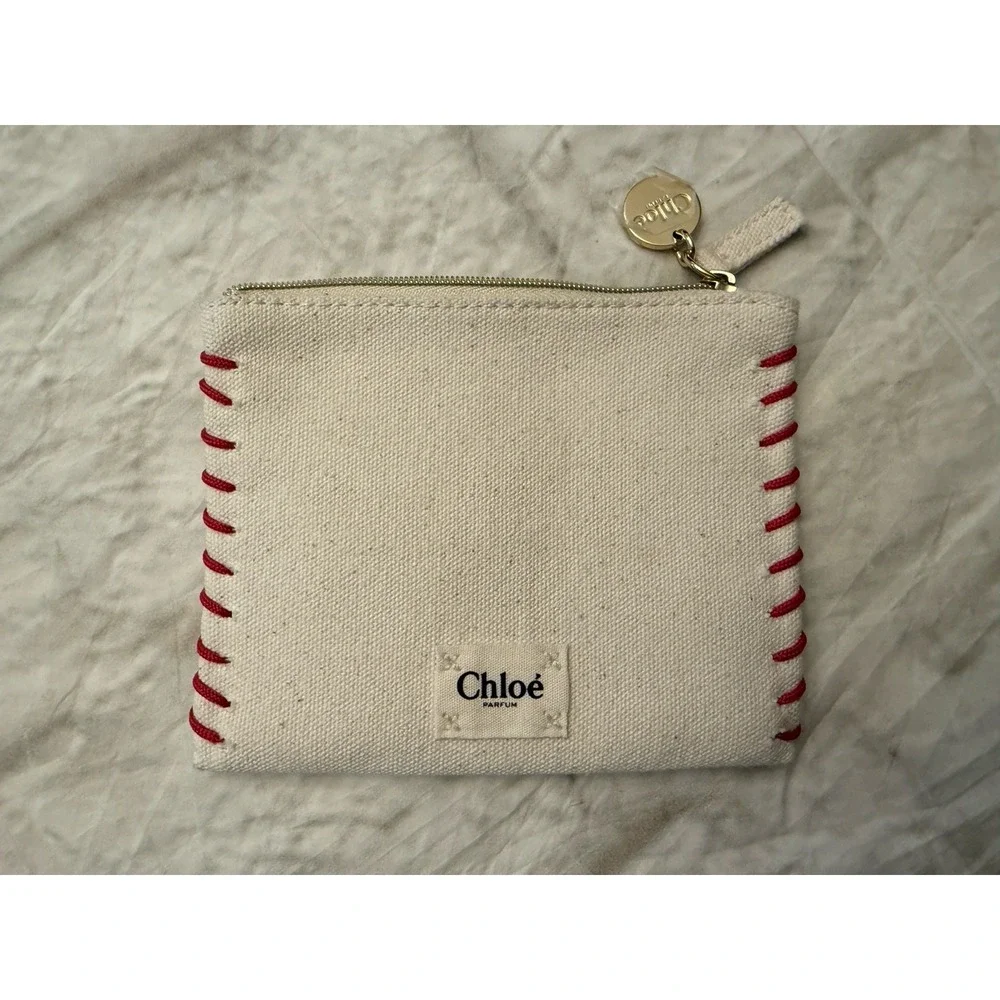 Chloe Parfums Limited‎ Edition 2023 Pouch Pochette  Cream Red Stitch